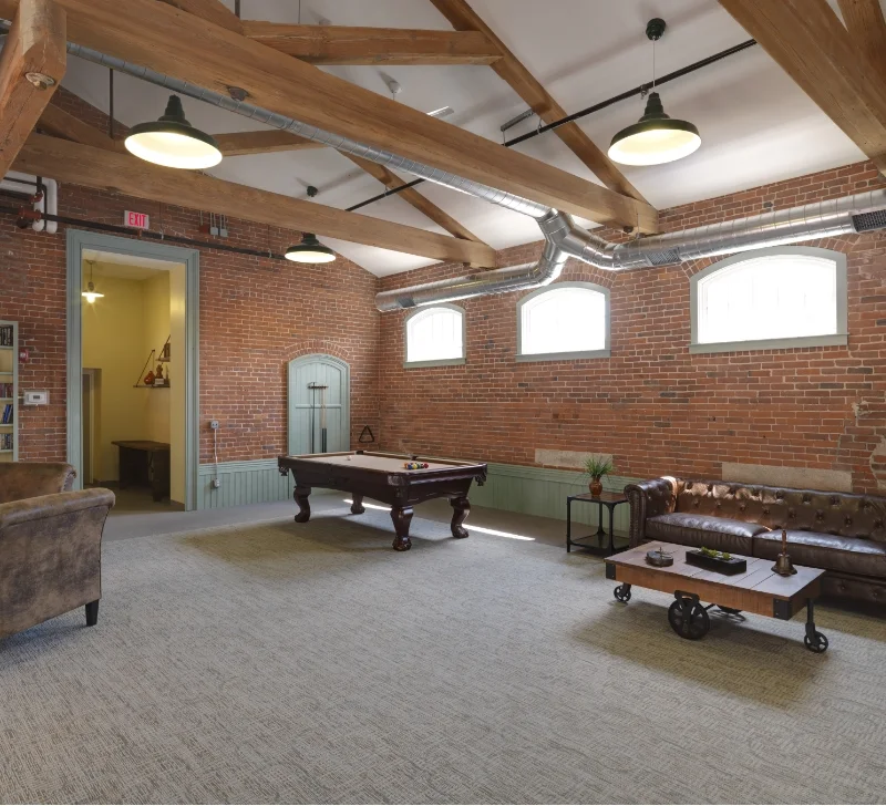 Completed historic building redevelopment interior Northbridge Massachusetts by O'Connell Development Group